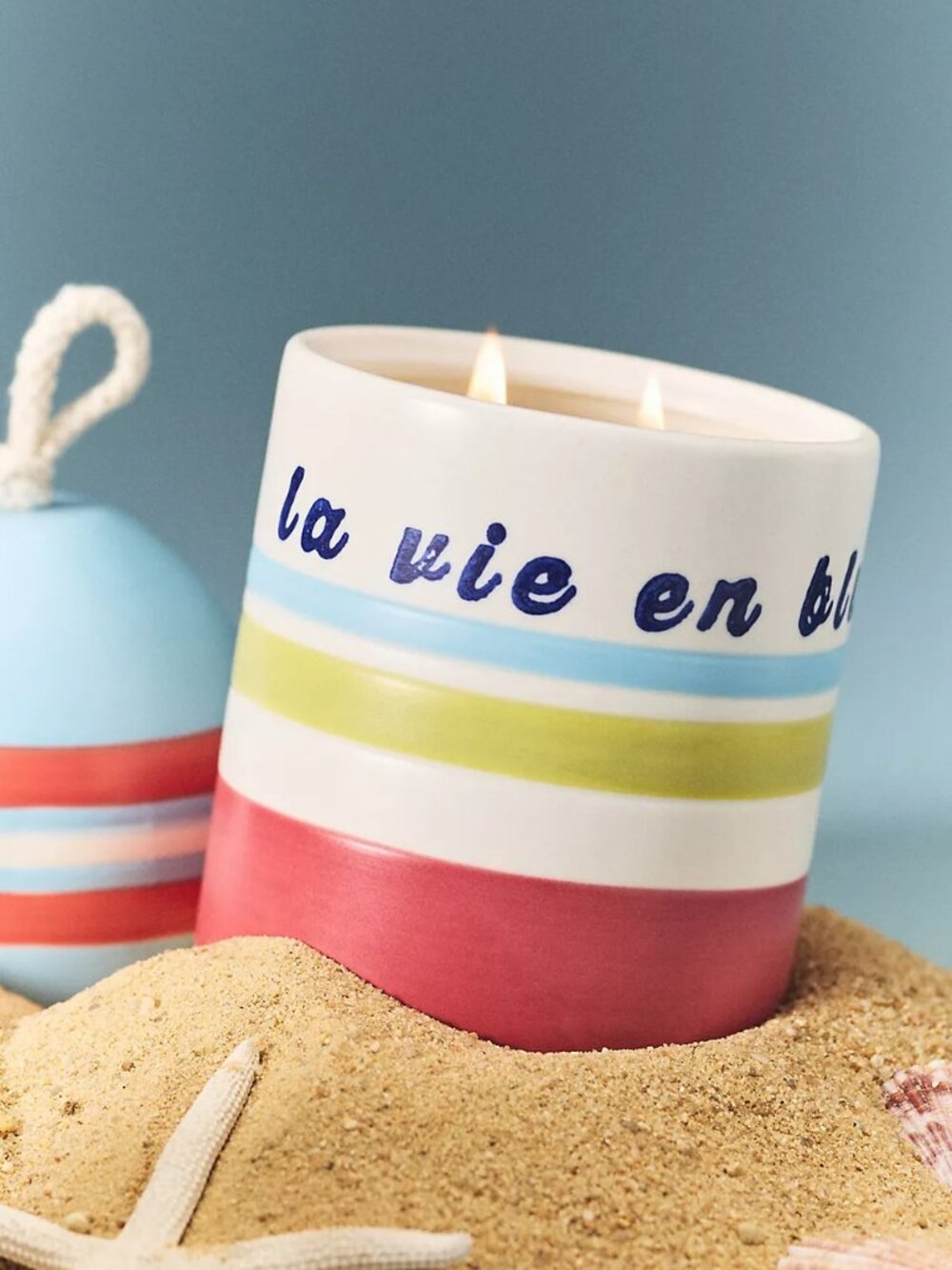 Woody Bonfire Beach Ceramic Buoy Candle